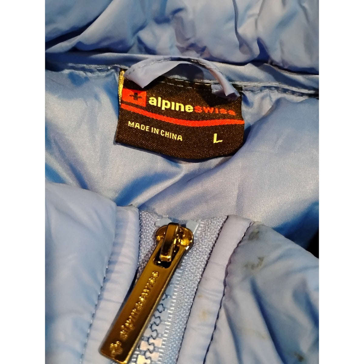 Alpine Swiss (Large) Blue Full Zip Lightweight Puffer Jacket