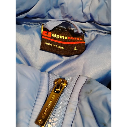 Alpine Swiss (Large) Blue Full Zip Lightweight Puffer Jacket