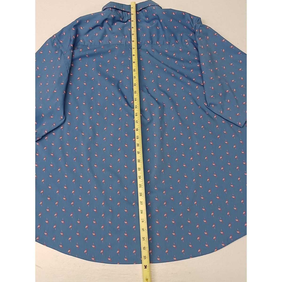 IZOD (2XLT) Blue Flamingo Printed Short Sleeve Button Shirt