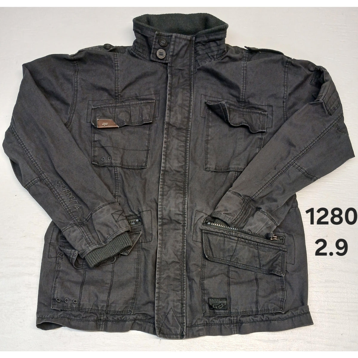 Fox Riders Co. (XL) Vintage Charcoal Heavy Cargo Jacket