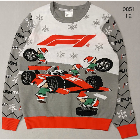 FI (XL) Multicolor Crew Neck Knitted Pullover Xmas Sweater