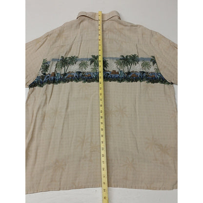 Croft & Barrow (2XB) Beige Palm Tree Big & Tall Button Shirt