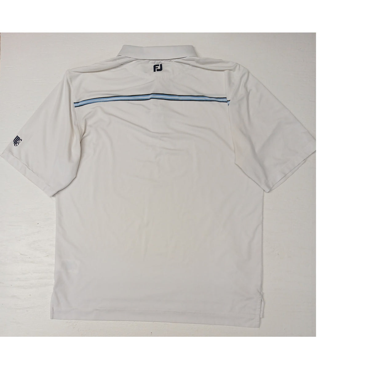 Foot Joy (XL) White Blue Stripe Short Sleeve Golf Polo Shirt