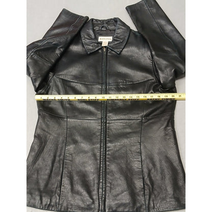 Merona (Medium) Women's Black Genuine Leather Zip Jacket