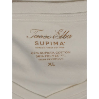 Tasso Elba (XL) White V-Neck Supima Cotton Sweatshirt