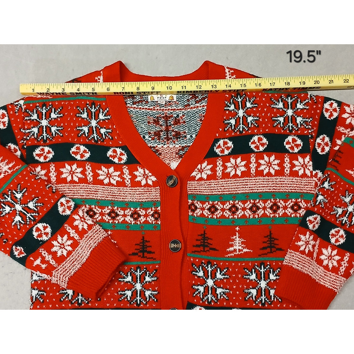 POOF (Medium)Women's Button Ugly Xmas Pullover Sweater