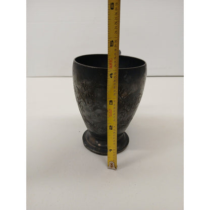 Simpson Hall Miller & Co. Treble Plate Antique Cup with Floral Engraved Design