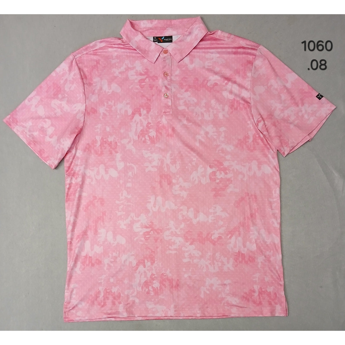 Yatta Golf (XL) Pink Short Sleeve Silk Button Polo Shirt