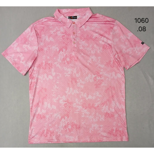 Yatta Golf (XL) Pink Short Sleeve Silk Button Polo Shirt