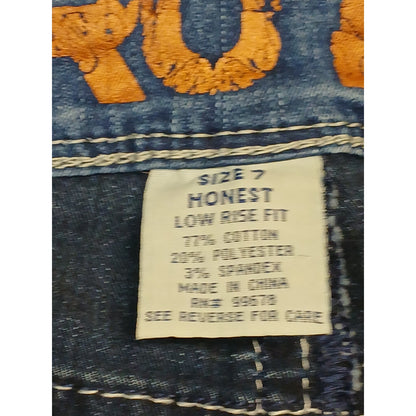 Truth Be Told (7) Honest Low Rise Blue Denim Chino Shorts