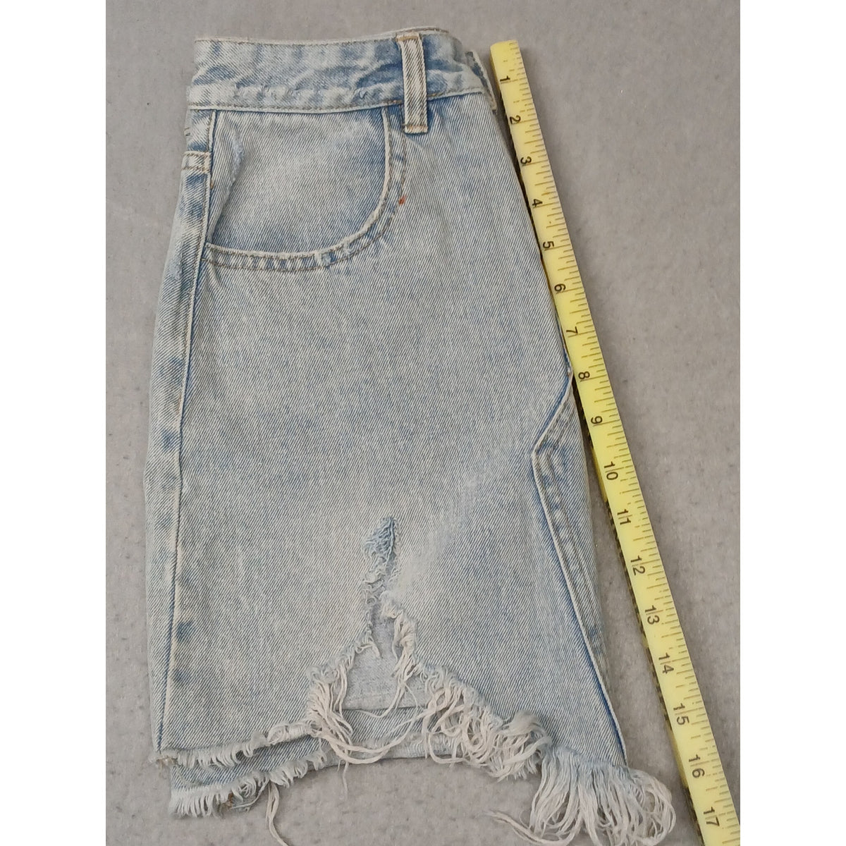 Item Ditto (Small) Vintage Distressed Light Denim Mini Skirt