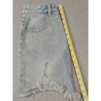 Item Ditto (Small) Vintage Distressed Light Denim Mini Skirt