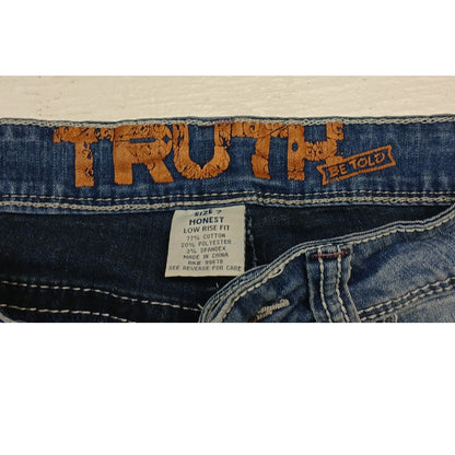 Truth Be Told (7) Honest Low Rise Blue Denim Chino Shorts