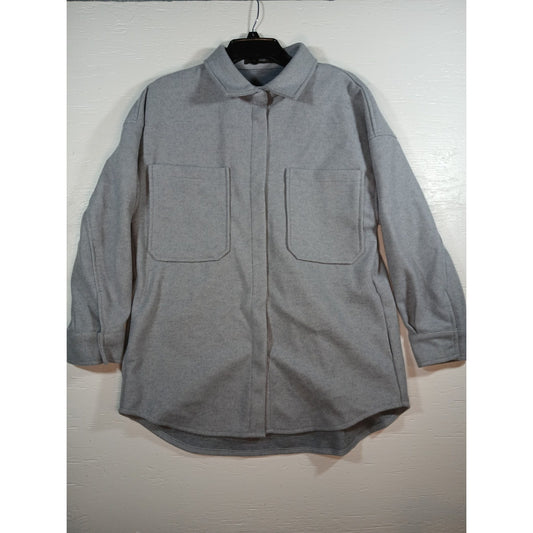 Merokeety (Medium) Unisex Gray Button Women's Coat