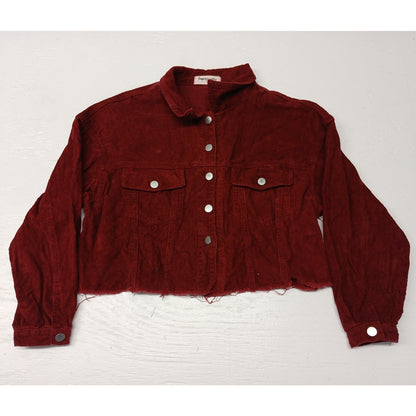 Impressions (Medium) Maroon  Corduroy Crop Trucker Jacket