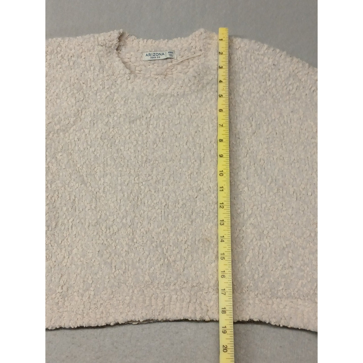 Arizona (2XL) Women's Ivory Knitted Stretch Pullover Crop Sweater