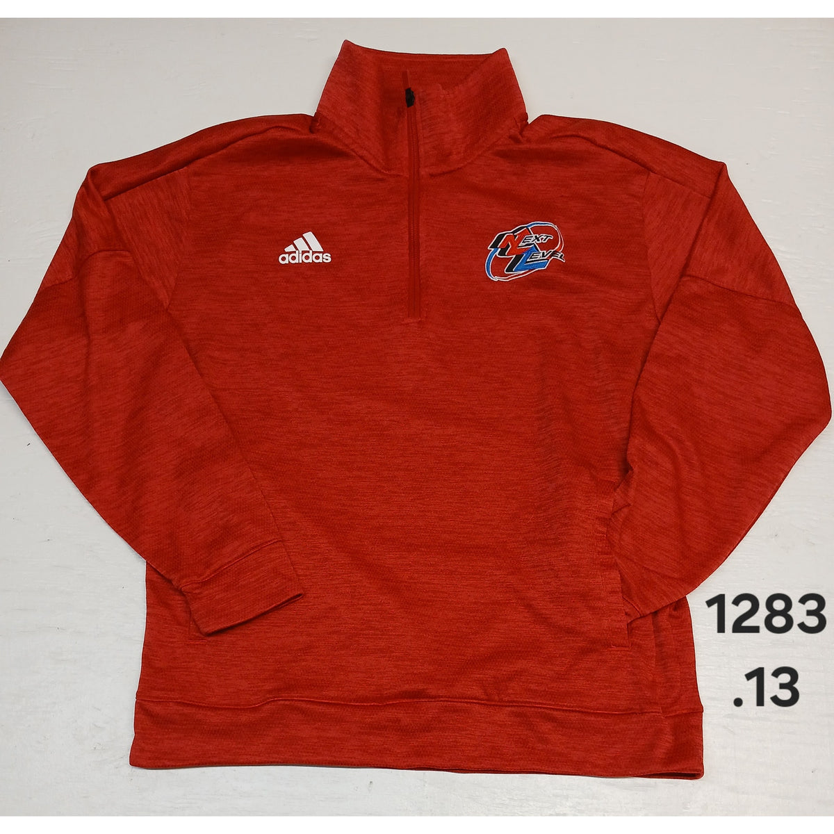 Adidas (Large) Red 1/4 Zip Long Sleeve Pullover Sweatshirt