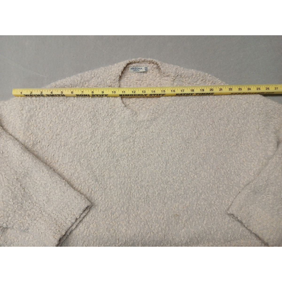 Arizona (2XL) Women's Ivory Knitted Stretch Pullover Crop Sweater