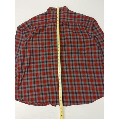 Faded Gory (2XL) Red Plaid Long Sleeve Button Flannel Shirt