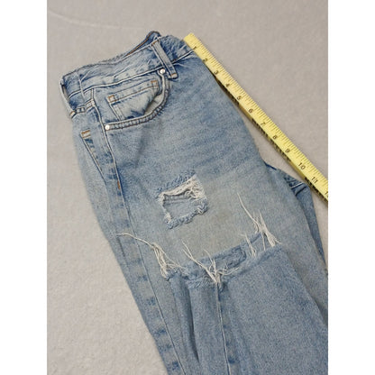 Forever 21 (24) Rugged Relaxed High Ankle Blue Denim Jeans