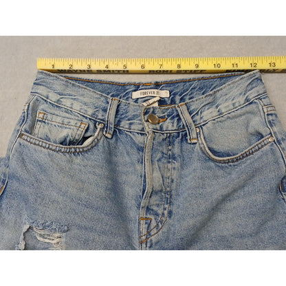 Forever 21 (24) Rugged Relaxed High Ankle Blue Denim Jeans