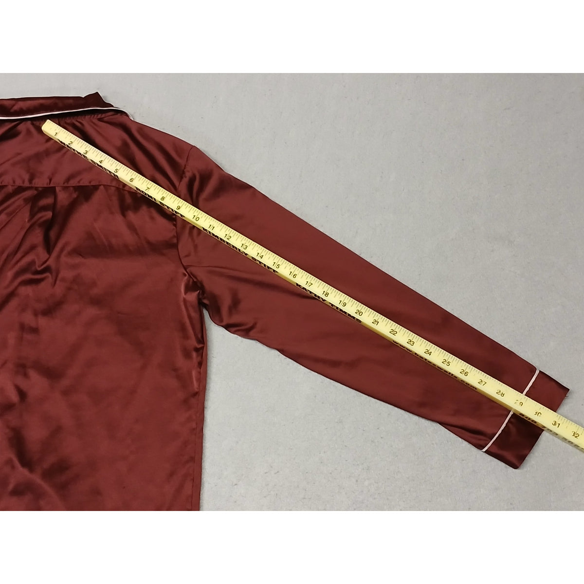 Stars Above (Small) Maroon Silk Notch Collar Button PJ's