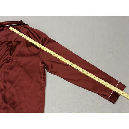 Stars Above (Small) Maroon Silk Notch Collar Button PJ's