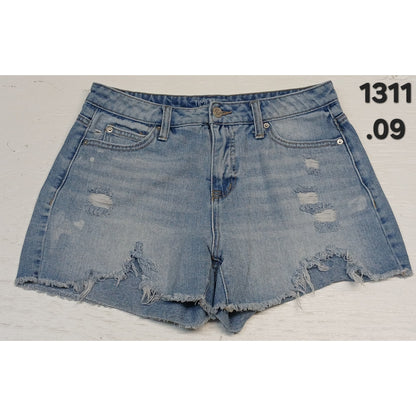Time & Tru (6) High Rise Distressed Blue Denim Shorts