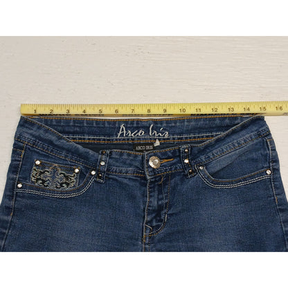 Arco Iris (11) Rhinestone Festival Blue Denim Chino Shorts