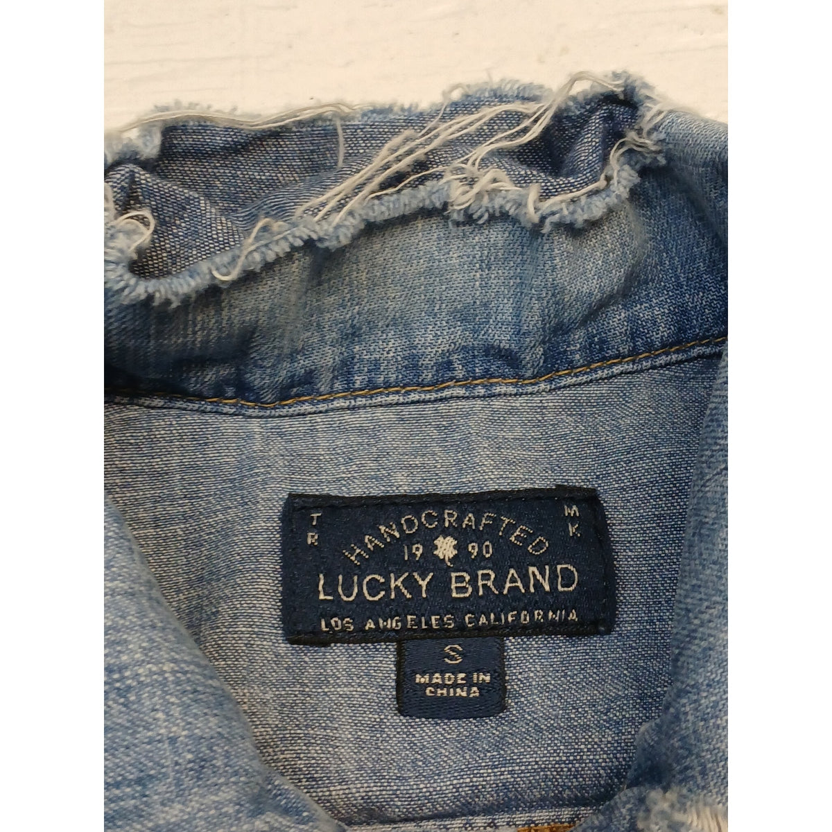 Lucky Brand (Small) Vintage Tomboy Trucker Light Denim Vest