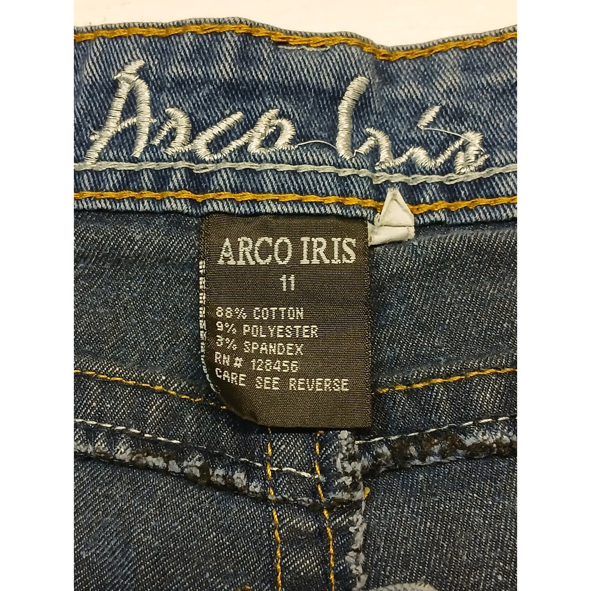 Arco Iris (11) Rhinestone Festival Blue Denim Chino Shorts