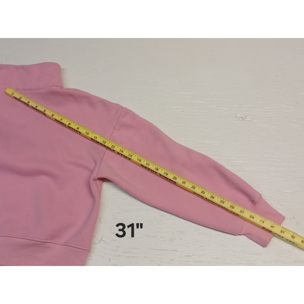 EFan (Medium) Pink 1/4 Zip Cropped Pullover Sweatshirt