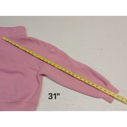 EFan (Medium) Pink 1/4 Zip Cropped Pullover Sweatshirt