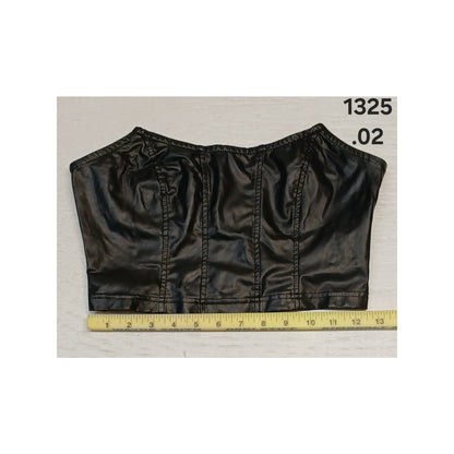 SHEIN (Small) Black Faux Leather Strapless Crop Top