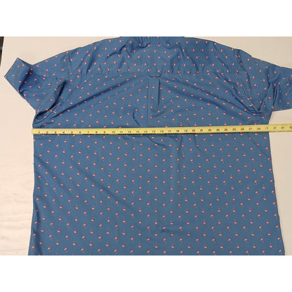 IZOD (2XLT) Blue Flamingo Printed Short Sleeve Button Shirt