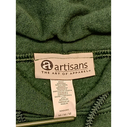 Artisan (Medium) Green Stitched Pouch Pocket Pullover Hoodie