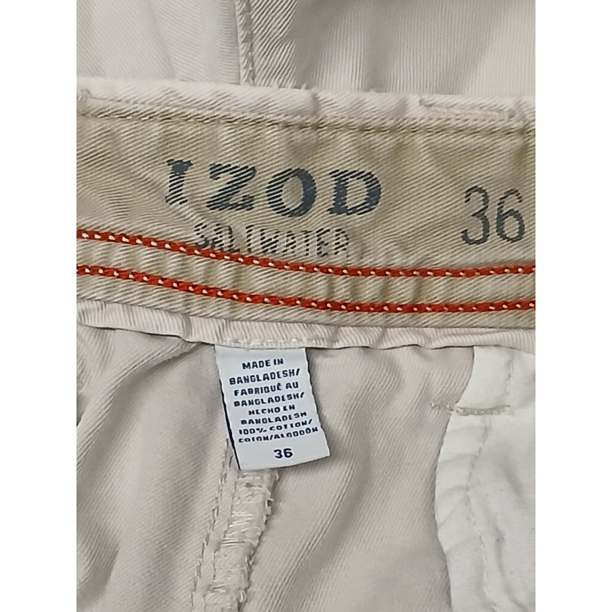 IZOD Saltwater (36) Ivory Khaki Chino Dress Shorts