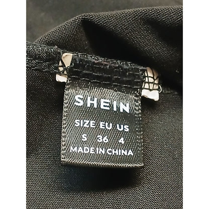 SHEIN (Small) Black Faux Leather Strapless Crop Top