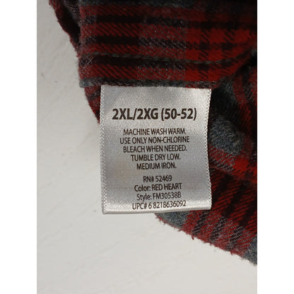Faded Gory (2XL) Red Plaid Long Sleeve Button Flannel Shirt