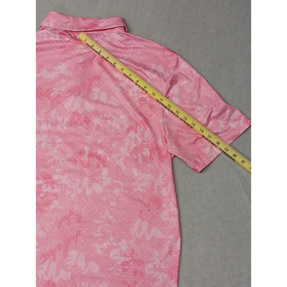 Yatta Golf (XL) Pink Short Sleeve Silk Button Polo Shirt
