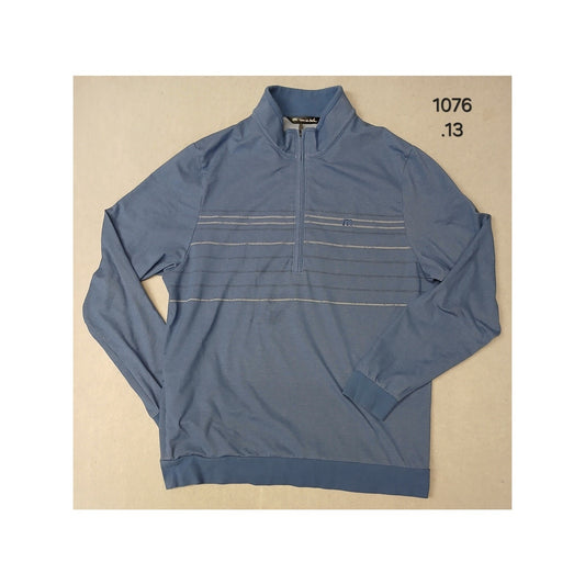 Travis Mathew (Medium) Blue Silk Stretch Zip Pullover