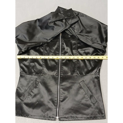 RAVE (Large) Women's 90's Black Faux Leather Zip Jacket