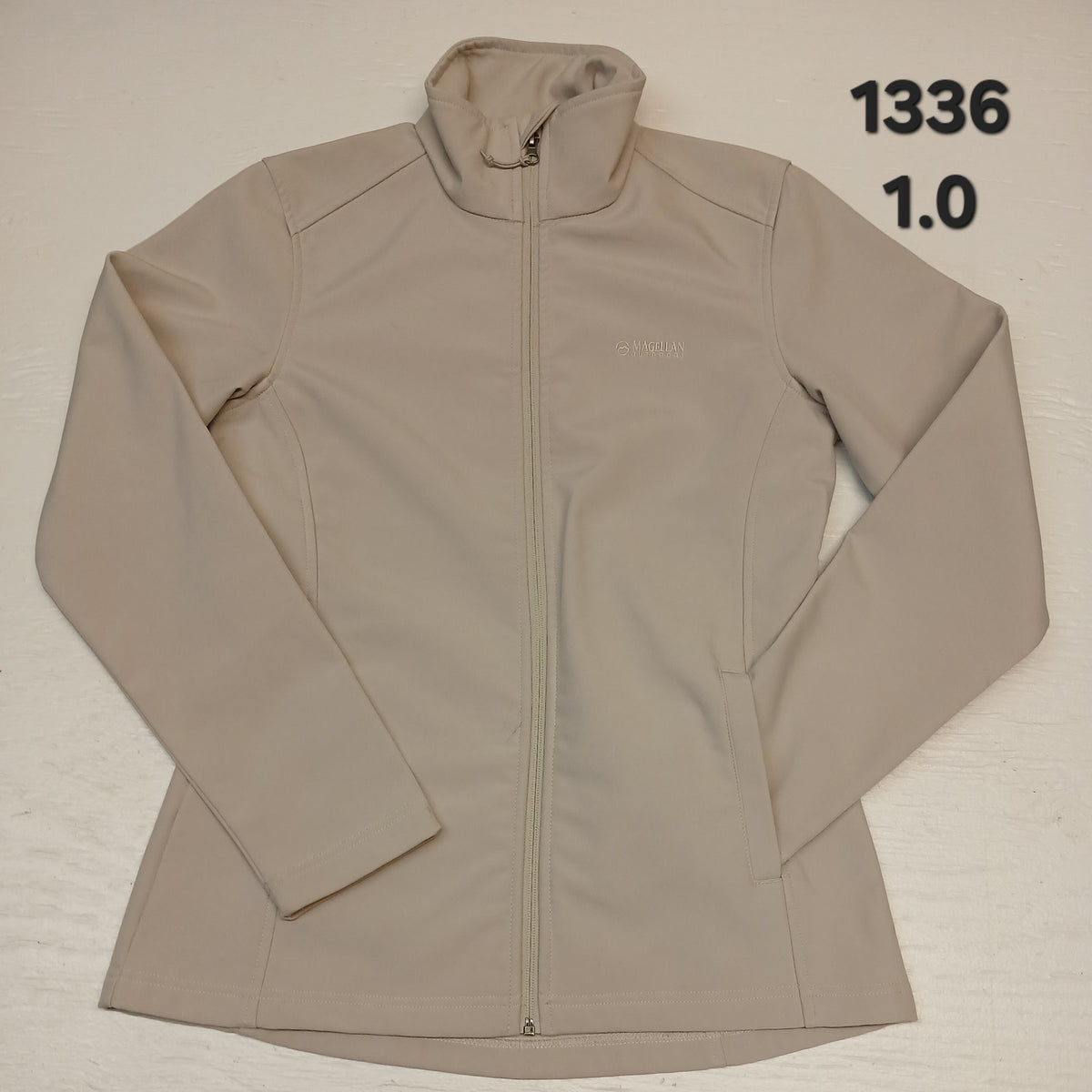 Magellan (Small) Beige Full Zip Mock Neck Jacket