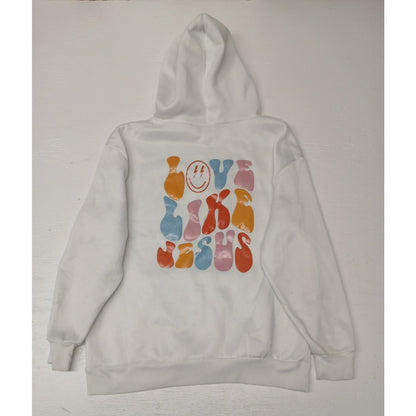 Jesus (Large) White Silk Comfort Pullover Hoodie