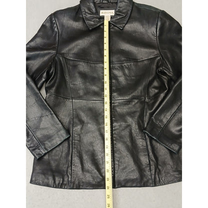 Merona (Medium) Women's Black Genuine Leather Zip Jacket