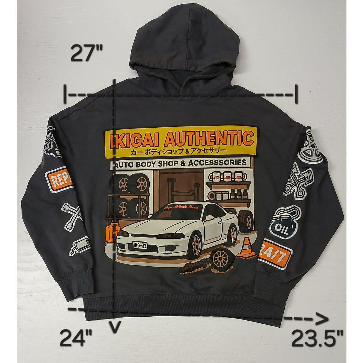 Brand Makers IKIGAI Authentic (Large) Charcoal Decal Hoodie