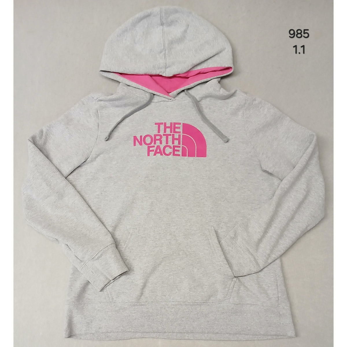 North Face (Large) Gray Pink Pullover Hoodie Sweatshirt