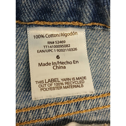 Time & Tru (6) High Rise Distressed Blue Denim Shorts