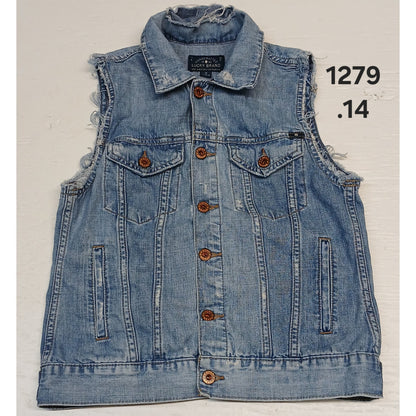 Lucky Brand (Small) Vintage Tomboy Trucker Light Denim Vest