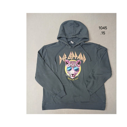Def Leppard (2XL) Gray Cotton Blend Pullover Hoodie